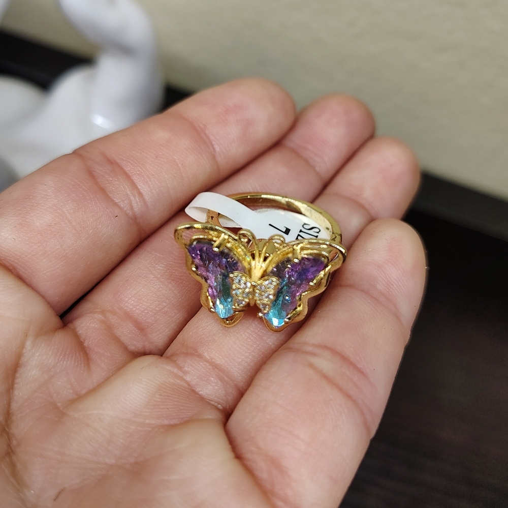 Colorful Butterfly Ring with Gemstone Accents